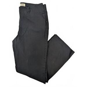 LL Bean Womens Size 16 Black Flat Front Classic Fit Stretch Wide Leg Chino Pants